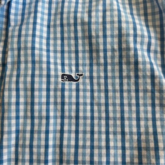 Vineyard Vines Blue and White Gingham Checkered Button Down Whale Shirt - Picture 3 of 3